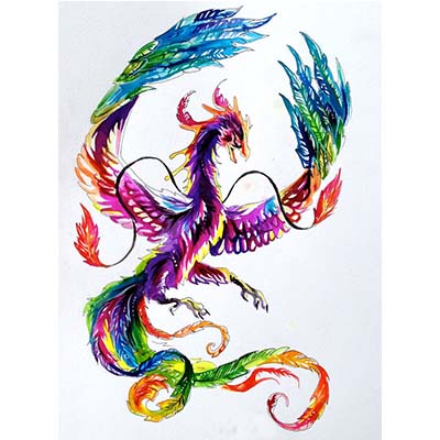 Colorful Japanese Phoenix On Ankle Design Water Transfer Temporary Tattoo(fake Tattoo) Stickers NO.10697